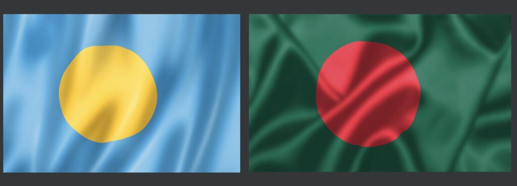 パラオとバングラディシュの国旗
